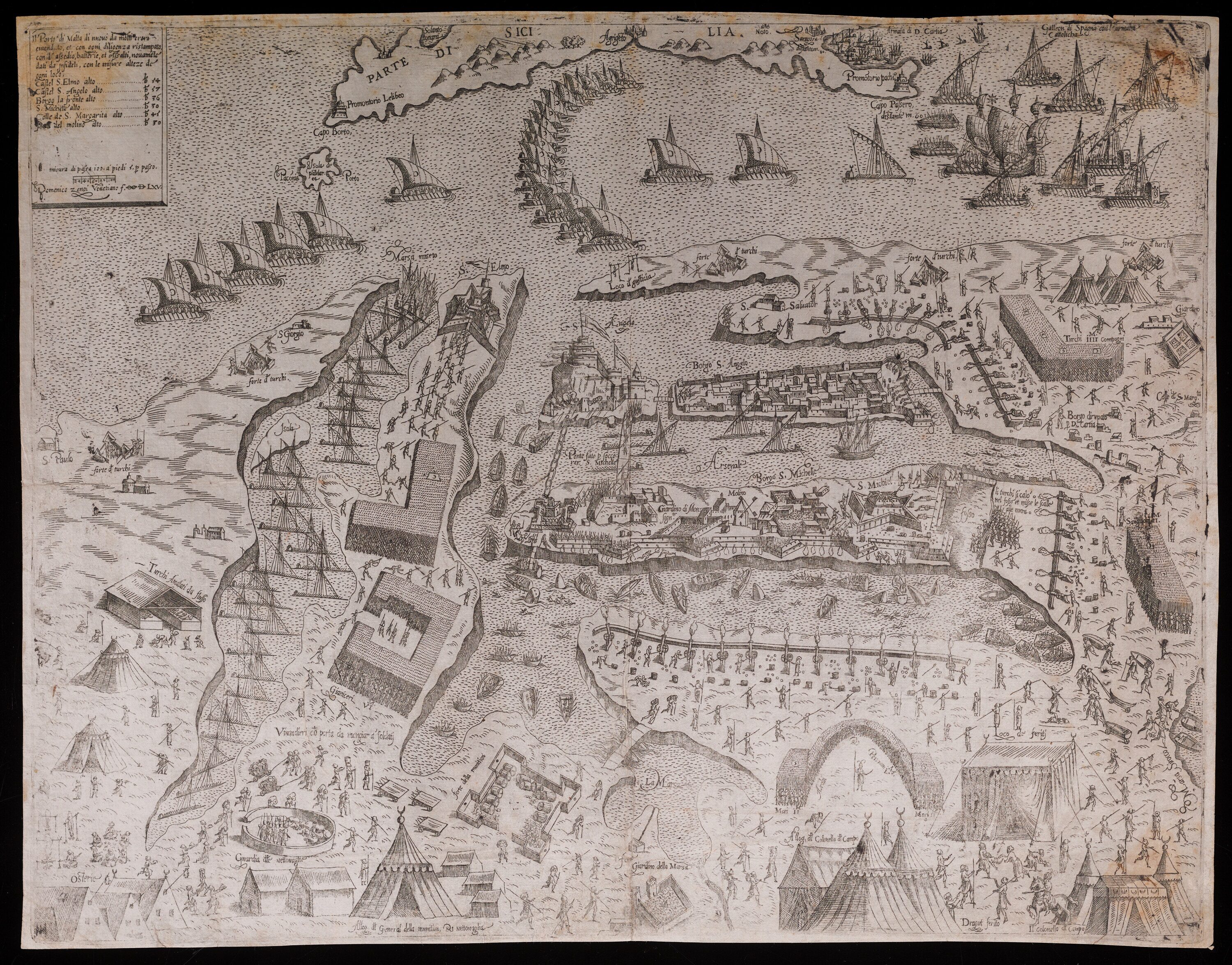 Il Porto di Malta — 16th century Grand Harbour engraving near Bormla