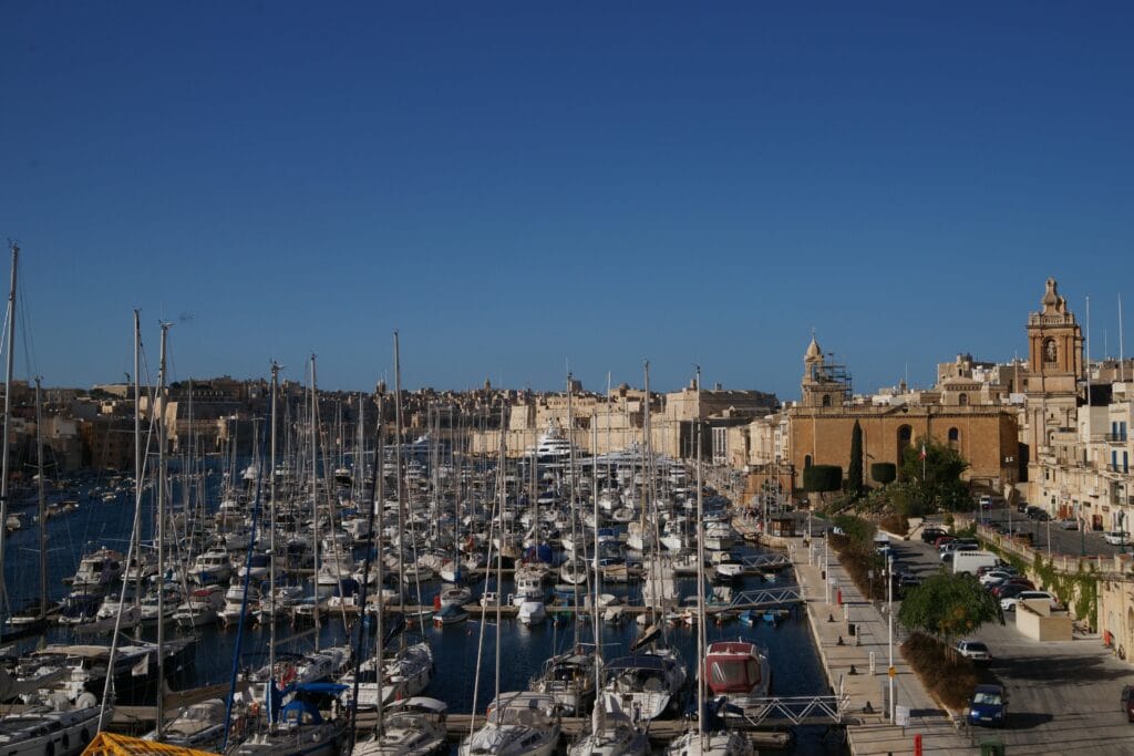 Vittoriosa waterfront with yacht marina and Fort St. Angelo